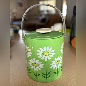 Vintage Retro Daisy Culver Floral Ice Bucket Insulated